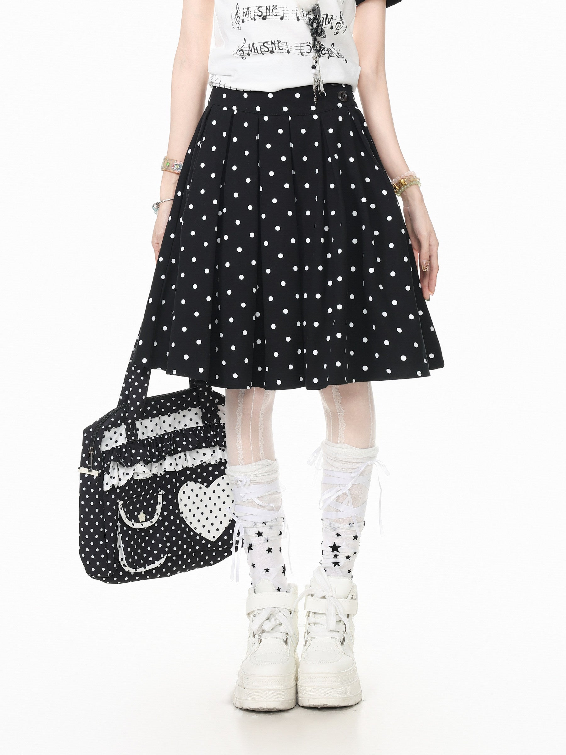 Languid Park - Polka Dot Pleated Midi Skirt skirt Languid Park