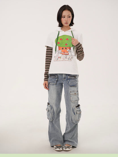 RabbitRain - Apple Picnic Faux-Layered Hooded Sweatshirt hoodie RabbitRain