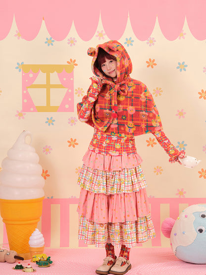 NIKKOU - Kawaii Bear Ear Fleece Cape with Hood cape Nikkou home