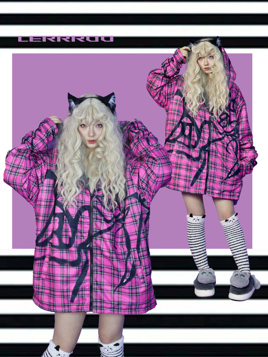 LEERROO - Harajuku Kawaii Padded Hoodie Jacket Fleece Lining hoodie Leerroo