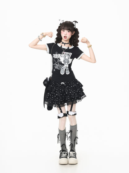 Languid Park - Lace Bow Puffy Mini Skirt skirt Languid Park
