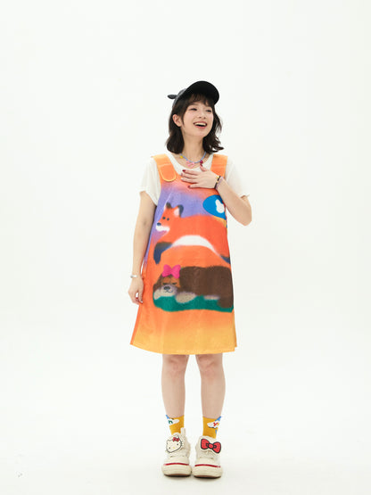 Robootoo - Fox Print Oversized Cami Dress dress Robootoo