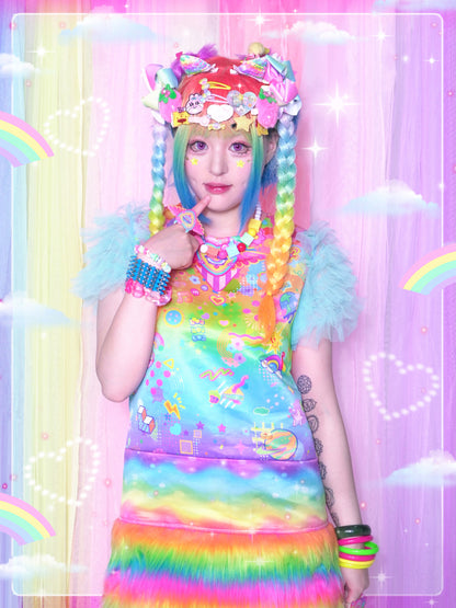 Dream Bubble - Decora Kei Dress Rainbow Collar Sheer Ruffle Dress dress Dream Bubble