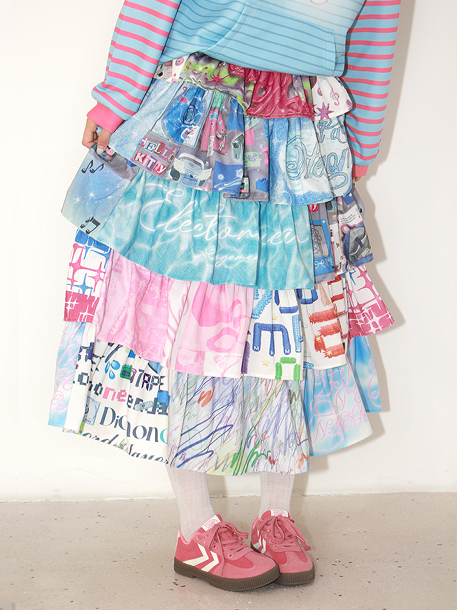 NeogoMade Bunny Cake Tiered Skirt | Harajuku Kawaii Dopamine Apple Skirt skirt NeogoMade