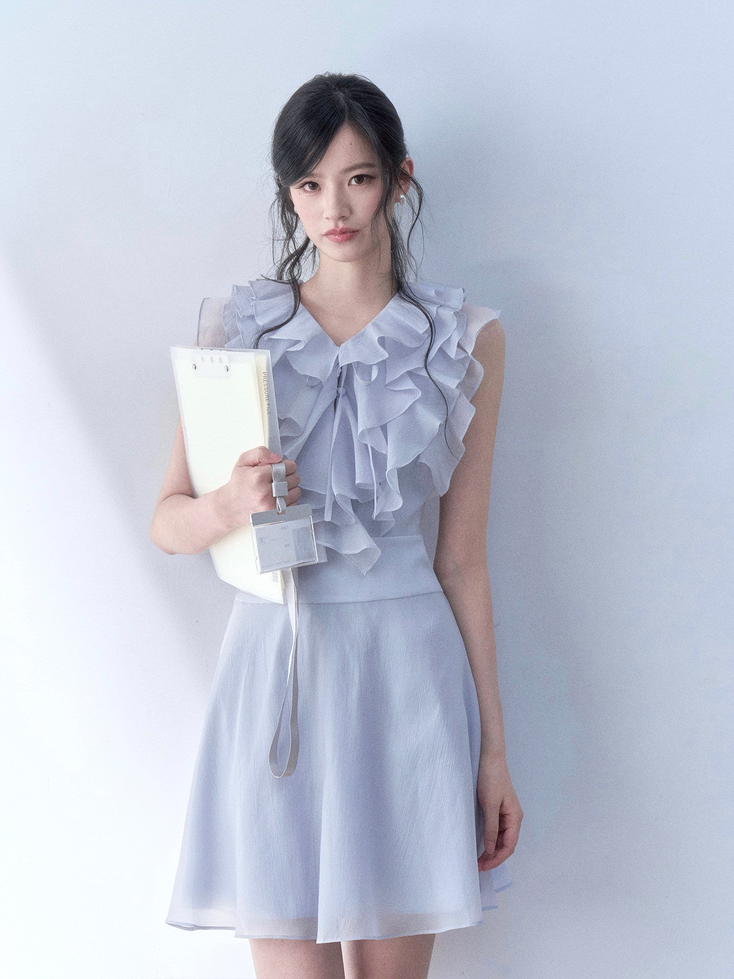 SOS SEAMSTRESS - Misty Blue Ruffle Dress dress SOS SEAMSTRESS