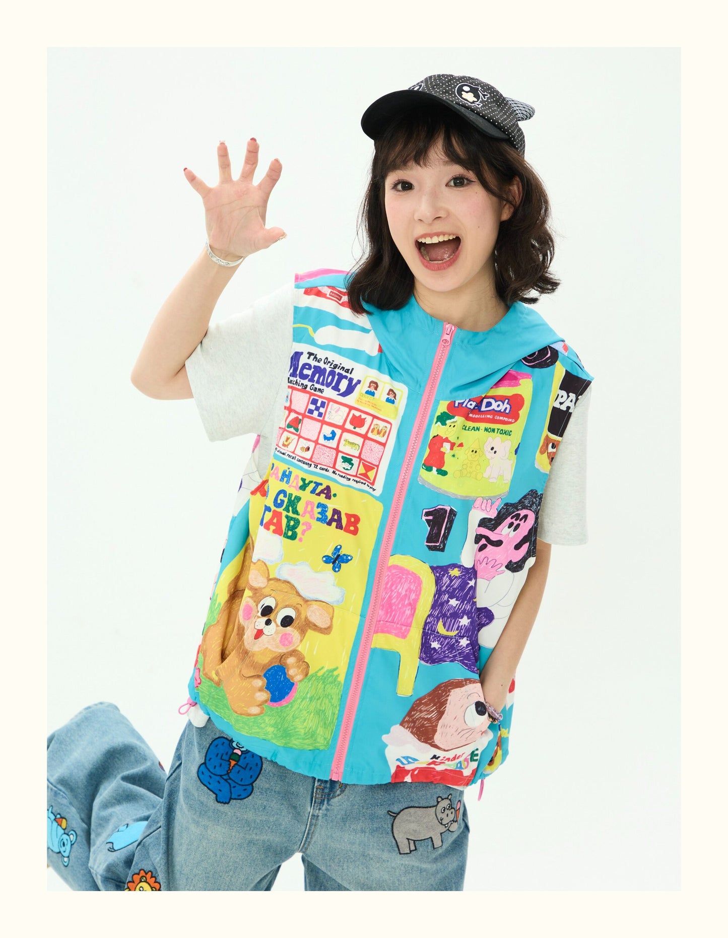 Robootoo - Color Print Zip-Up Hooded Vest vest Robootoo