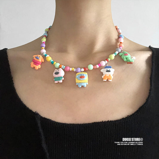 DuoXi - Color Bead Cartoon Resin Necklace necklace DuoXi