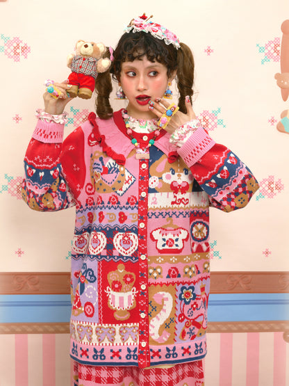 Lutra Jump - Decora Intarsia Knit Cardigan cardigan Lutra Jump