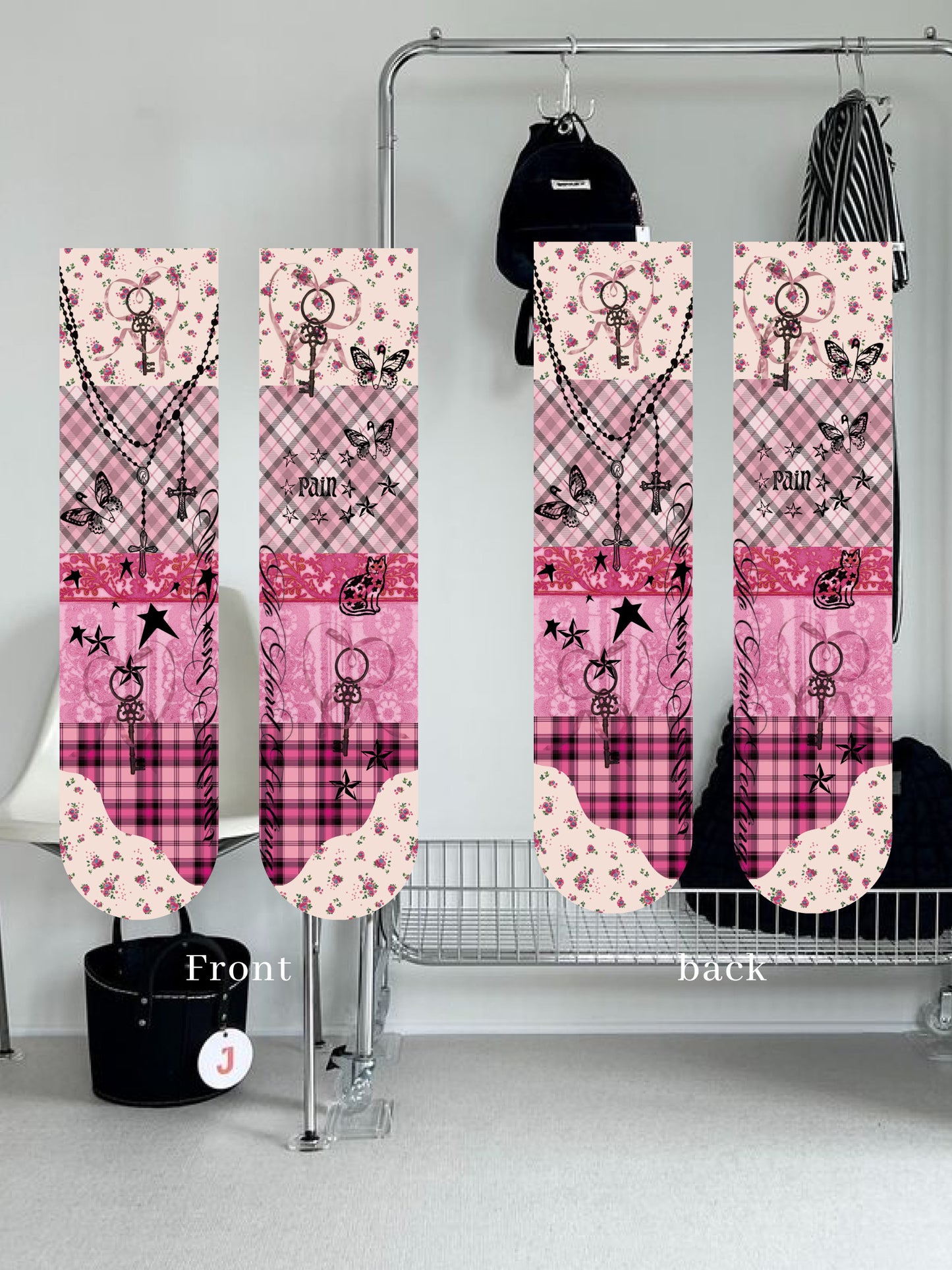 Oogreenapple - Floral Tattoo Sheer Socks socks Oogreenapple
