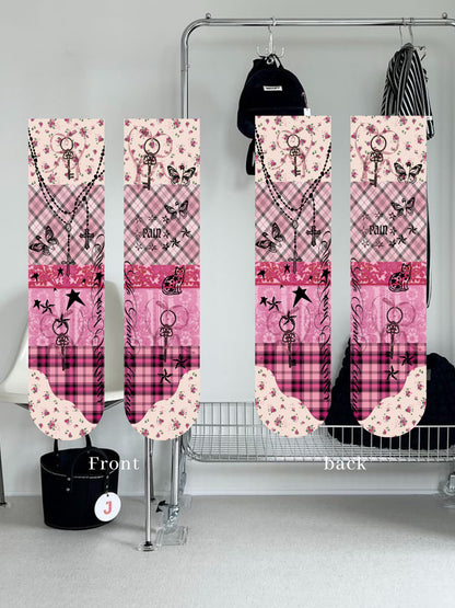 Oogreenapple - Floral Tattoo Sheer Socks socks Oogreenapple