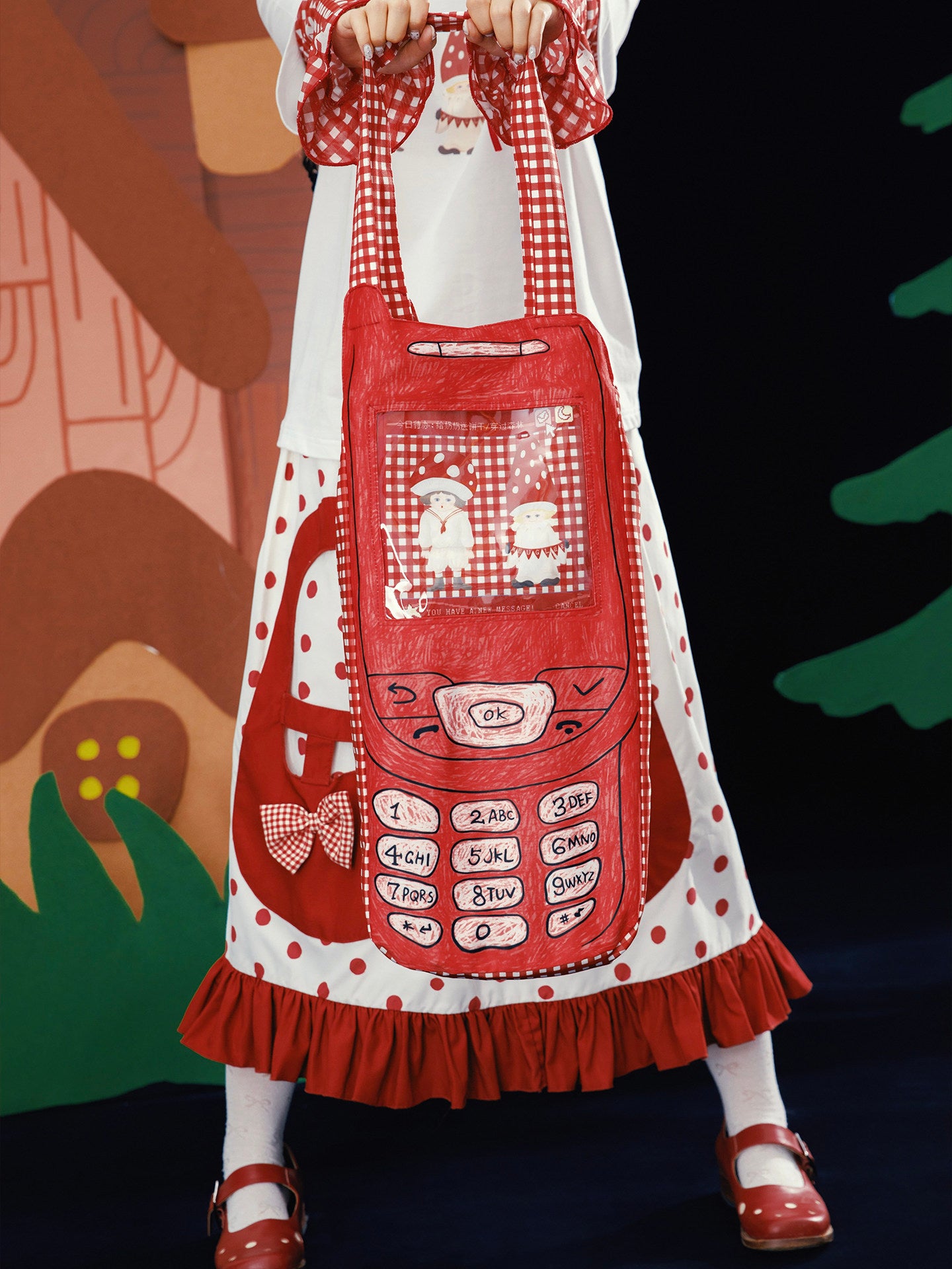 Meugler - Red Hand-Painted Ita Phone Bag bag Meugler