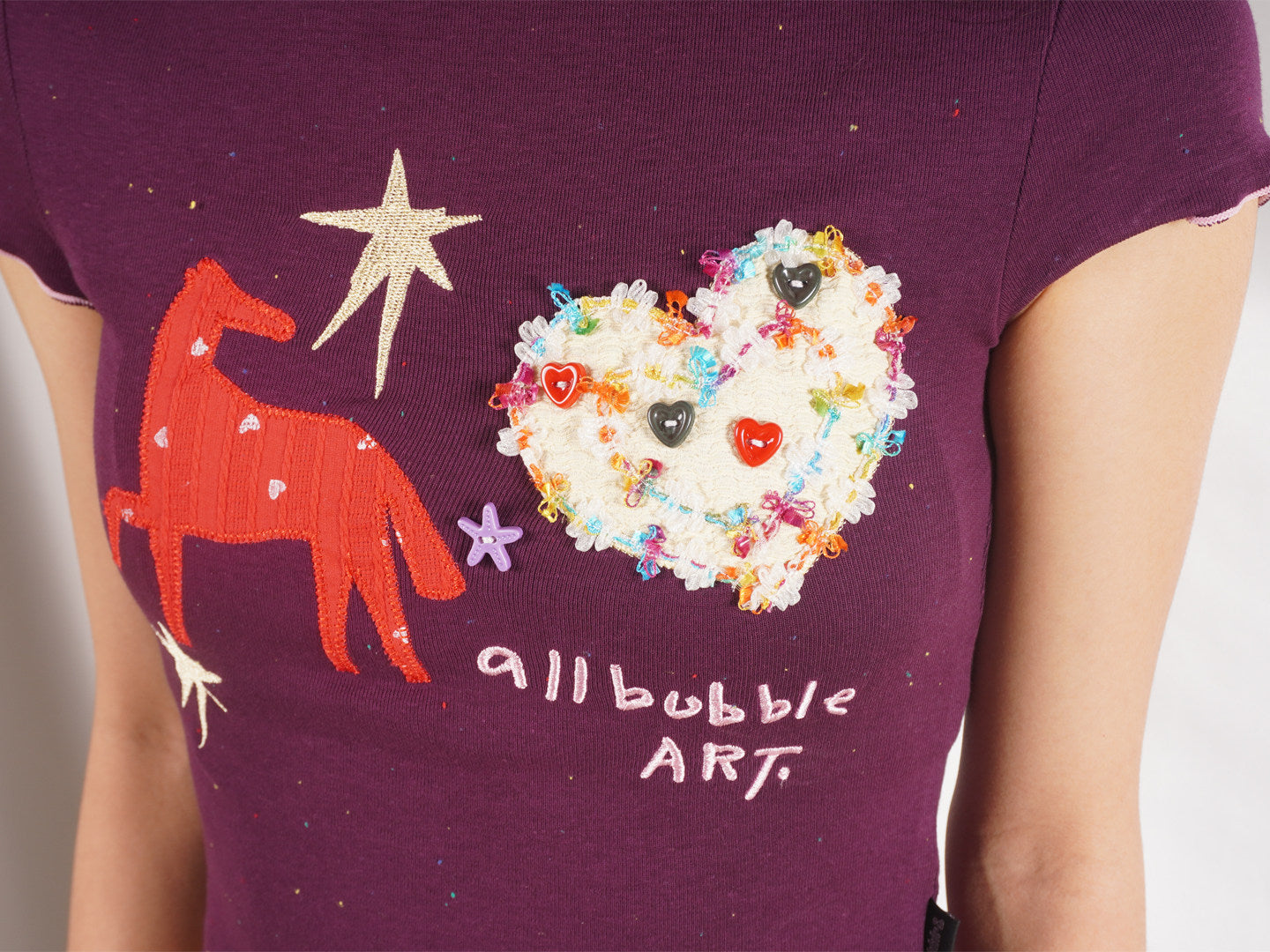 Allbubble - Handmade Pony Embroidery Vintage T-Shirt shirt Allbubble