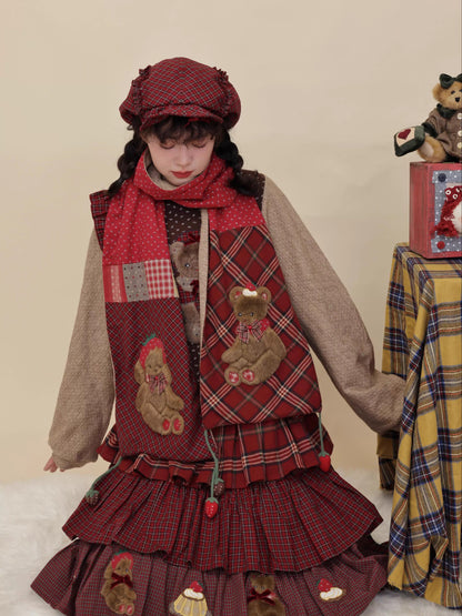 SemenCoicis - Kawaii Scarf Patchwork Plaid Floral Scarf scarf SemenCoicis