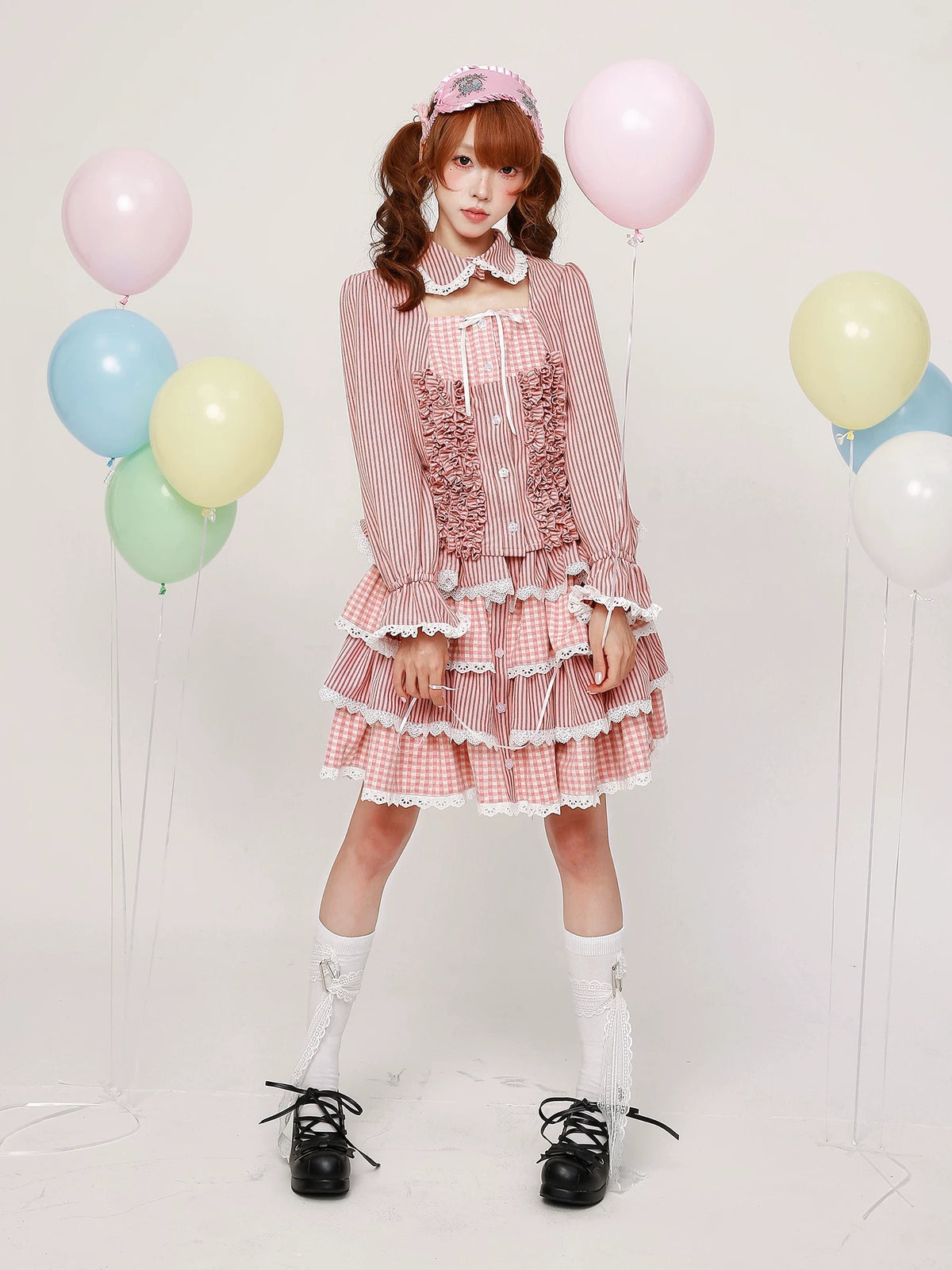 SOS MEME CLUB - Pink Stripe Long-Sleeve Top shirt SOS MEME CLUB