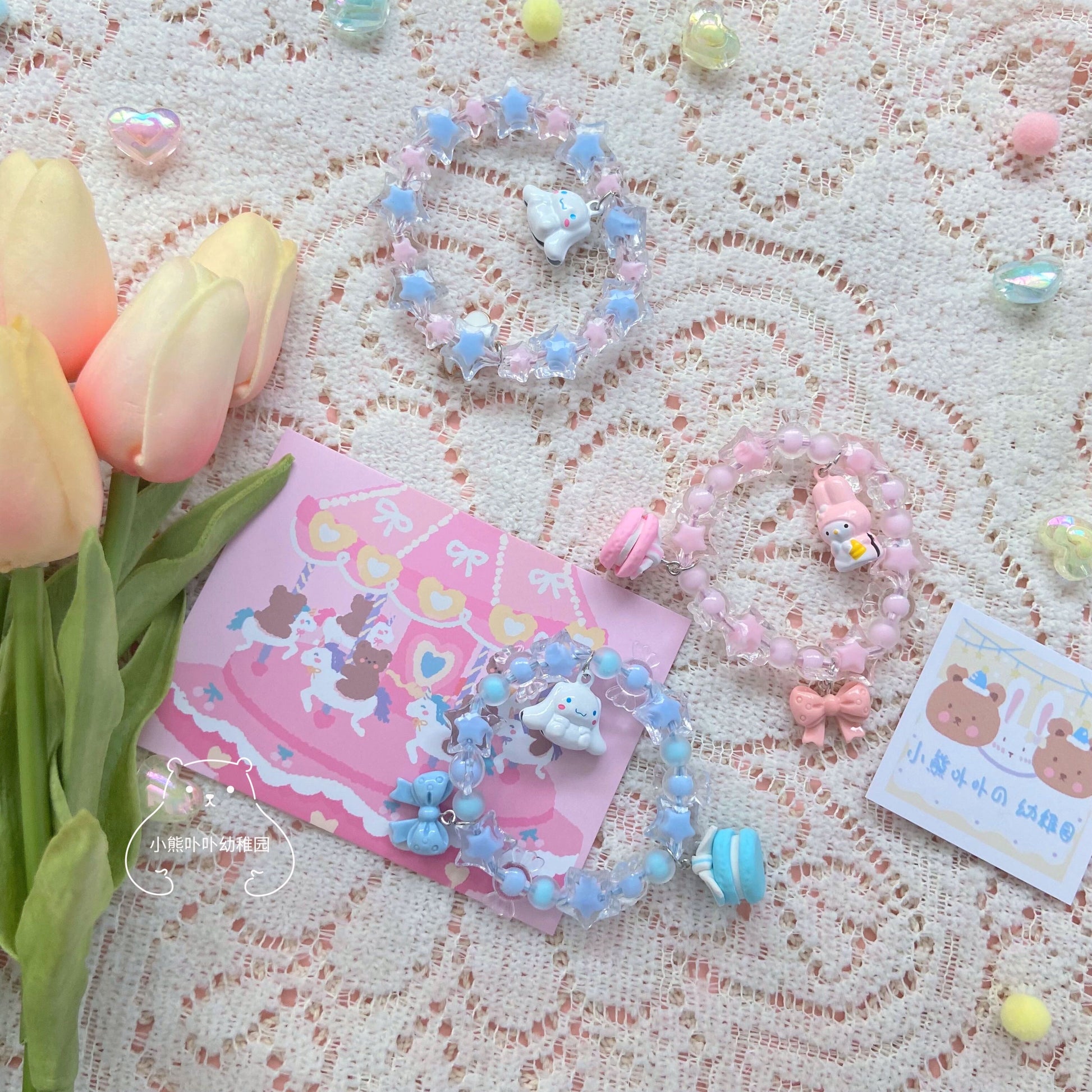 Bear Doll Handmade Decora Bracelet | Kawaii Dopamine Beaded Jewelry bracelet Bear Doll