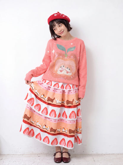 MeowMeow Bug - Strawberry Mille-Feuille Cat Layered Cake Skirt skirt MeowMeow Bug