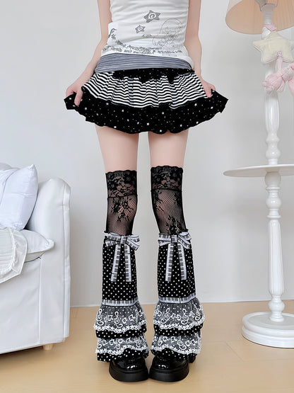 Vintage Piano Note Lace Leg Warmers sock left