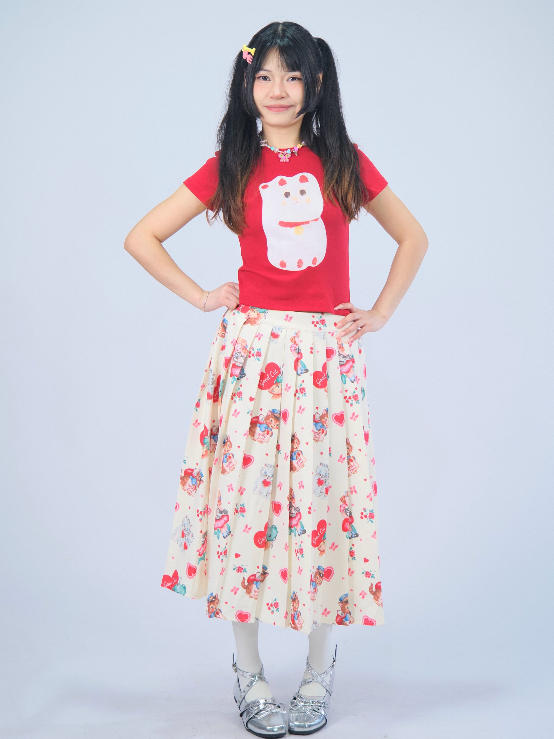 MeowMeow Bug- Kidcore Print Pleated Skirt skirt MeowMeow Bug
