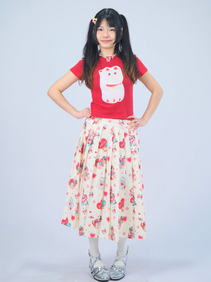 MeowMeow Bug- Kidcore Print Pleated Skirt skirt MeowMeow Bug