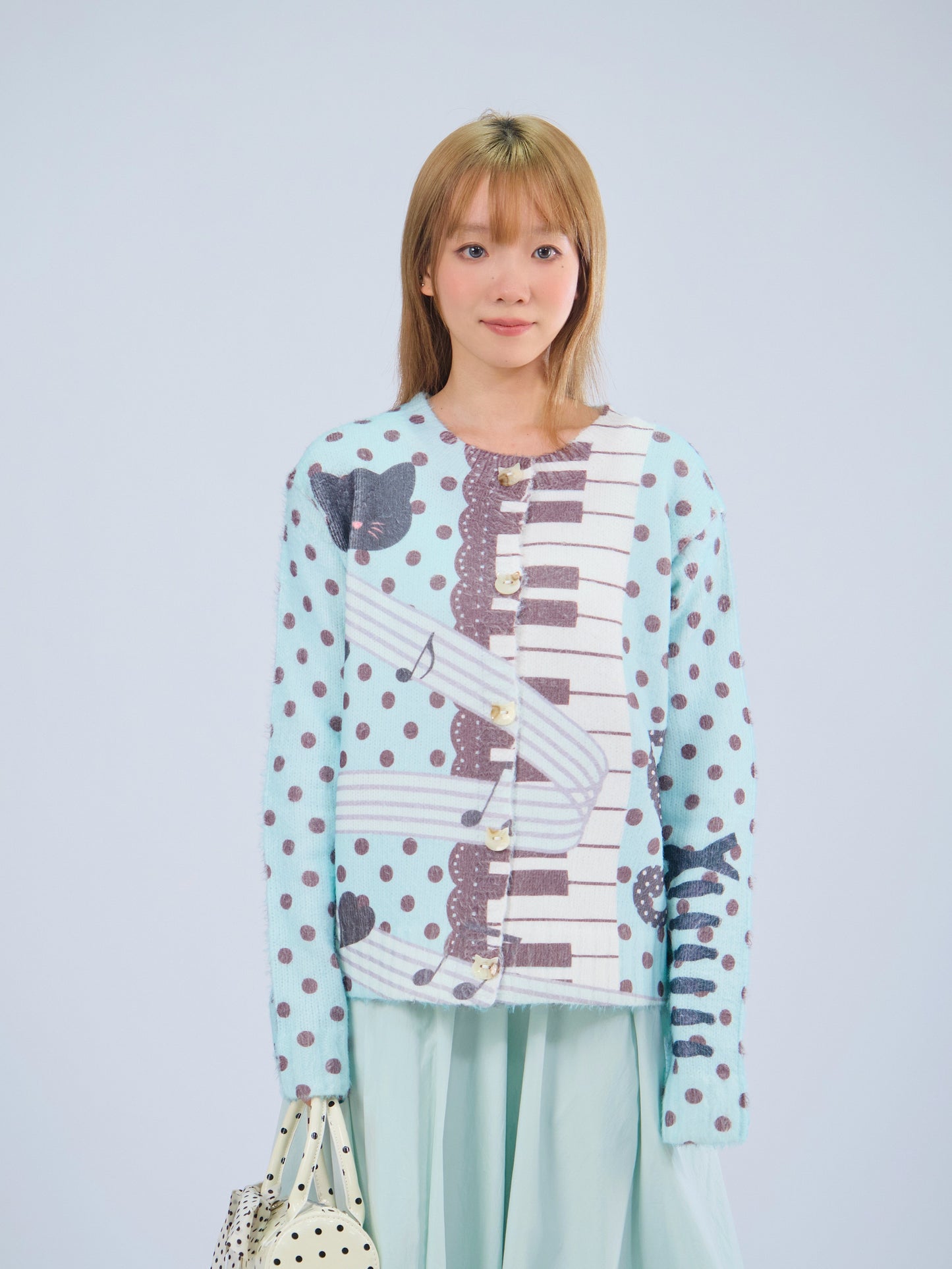 MeowMeow Bug - Y2K Knit Cardigan Cropped Soft Slim Fit