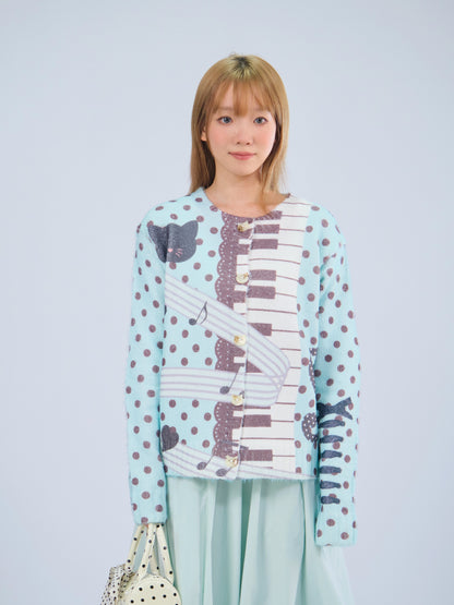 MeowMeow Bug - Y2K Knit Cardigan Cropped Soft Slim Fit
