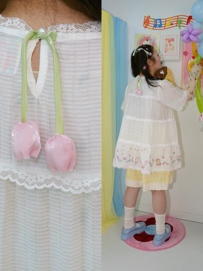 shishihshop Layered Dress | Puff Sleeve Babydoll Dress | Floral Embroidered Overskirt dress shishihshop