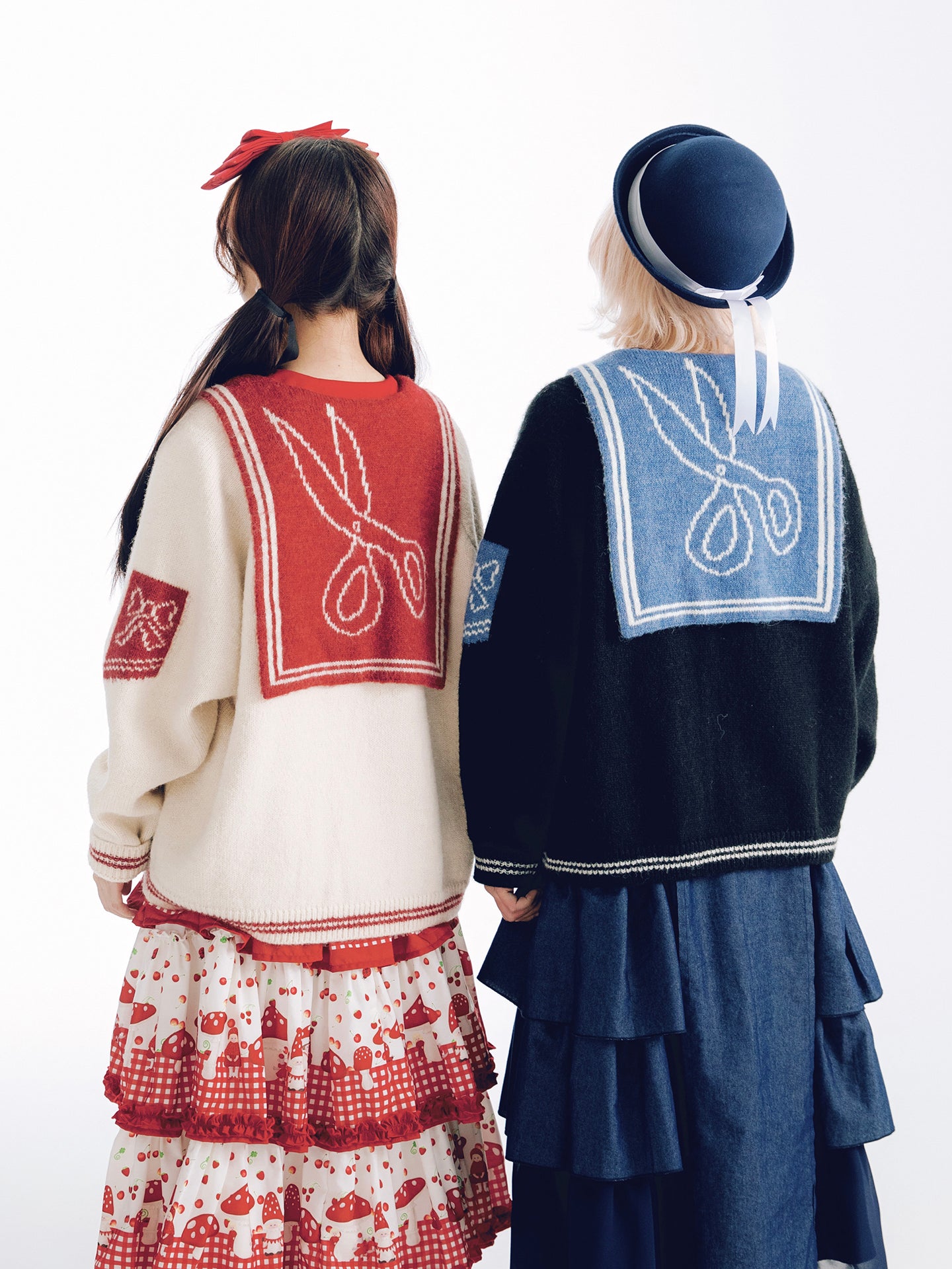 Meugler - Kawaii Knit Cardigan Sailor Collar Scissor Sweater cardigan Meugler