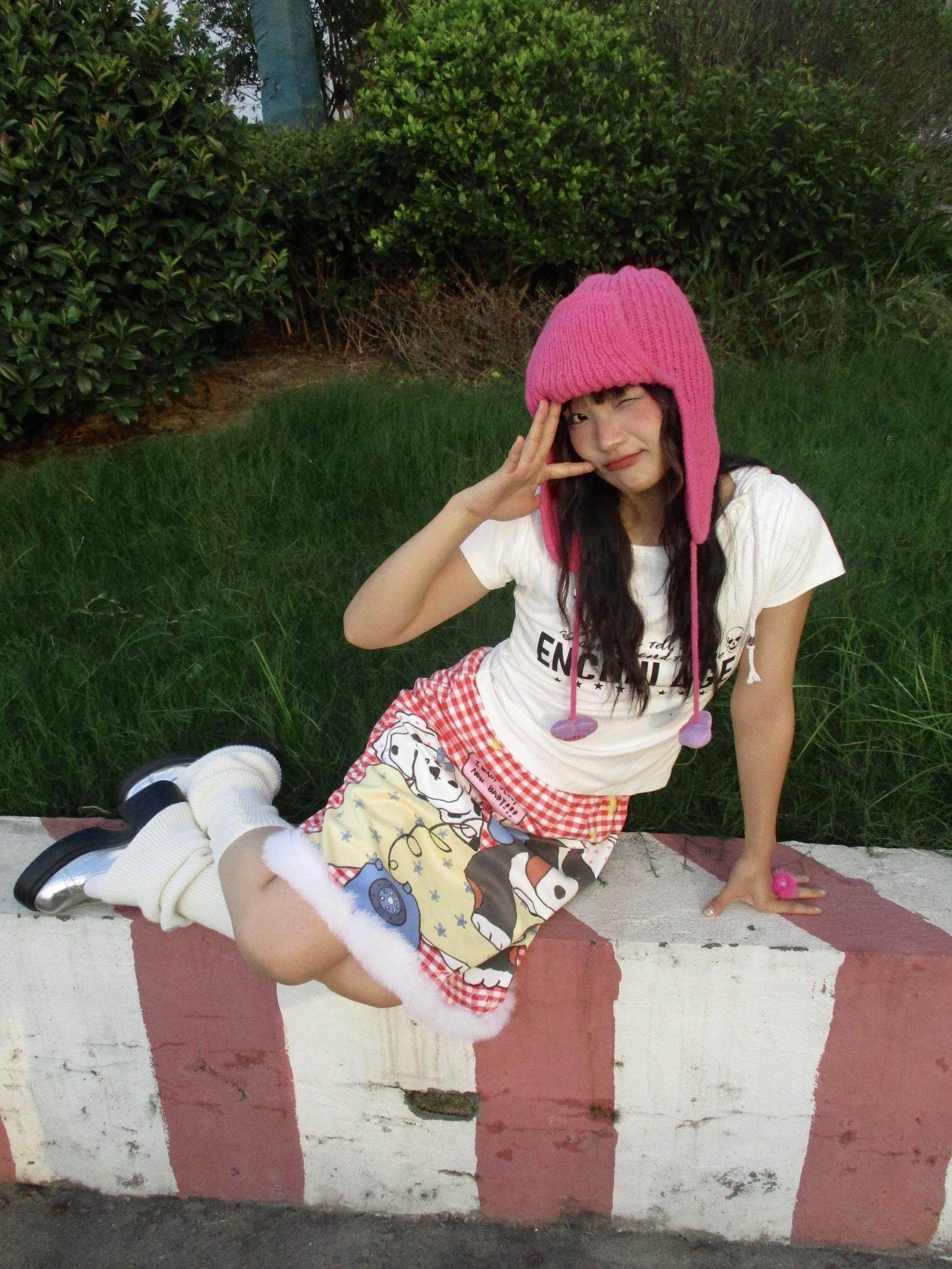 Autumn Oxygen - Kawaii Furry Trim Plaid Mini Skirt skirt Autumn Oxygen