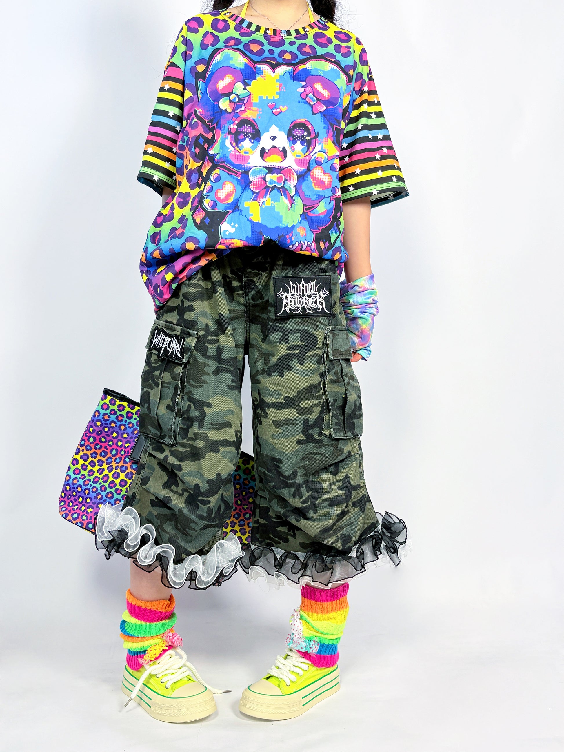 LEERROO - Decora Kei Rainbow Stripe Knit Leg Warmers leg warmmers Leerroo