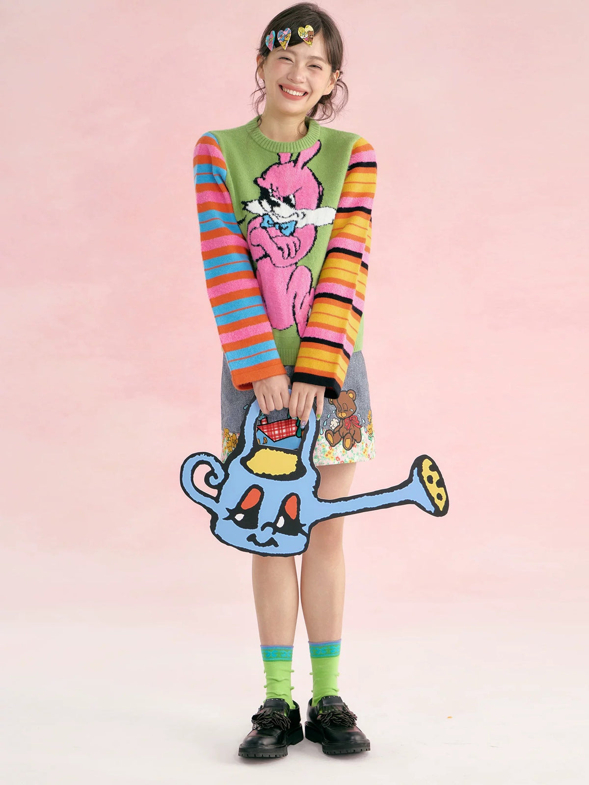 tntntutu - Asymmetric Colorblock Bunny Knit Sweater sweater tntntutu