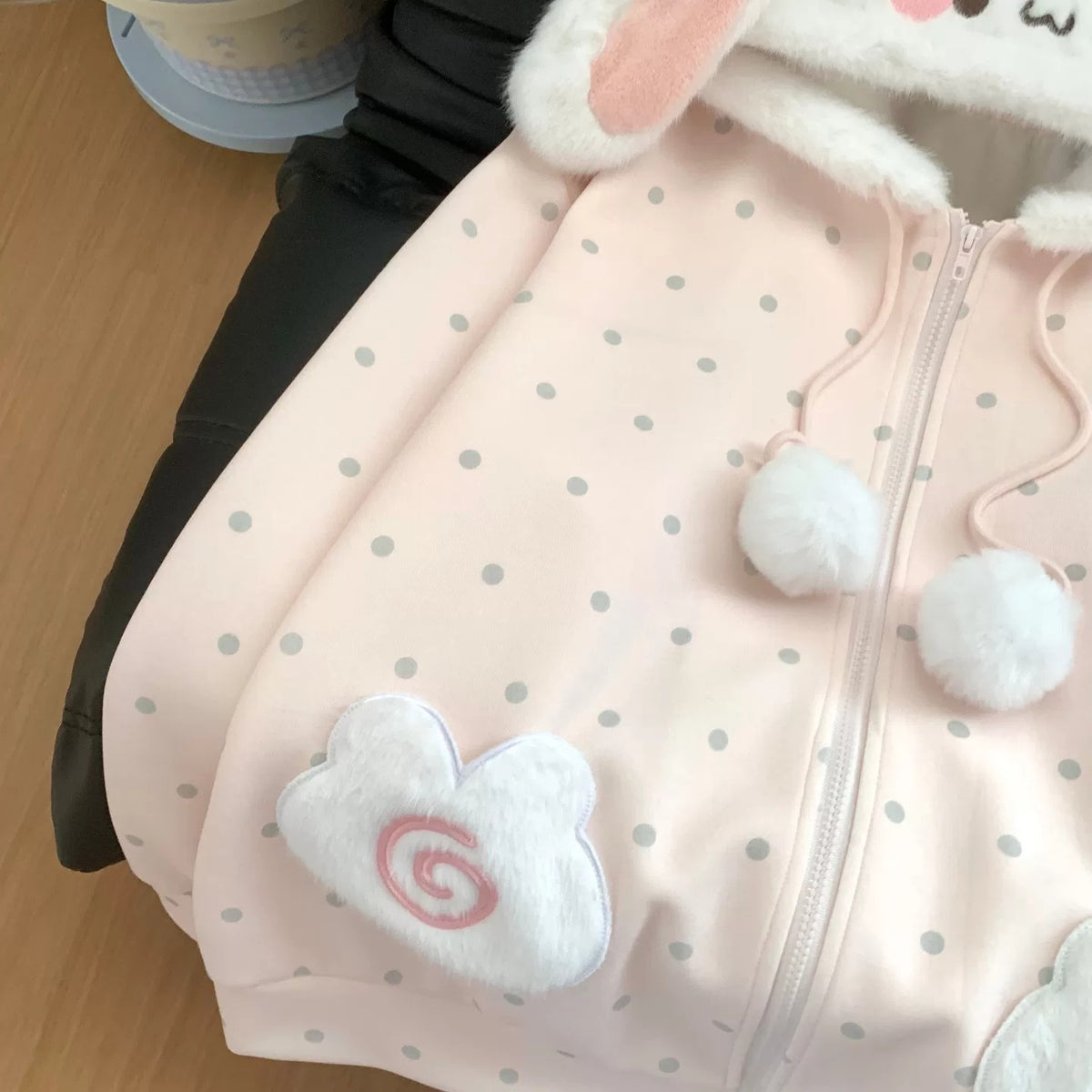 原创甜妹可爱小羊连帽棉服女保暖小个子甜美嫩粉棉衣加厚软妹外套 hoodie Blurred Bear