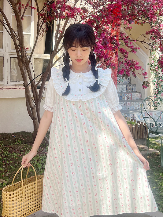 Mameya - Sweet French Puff-Sleeve Layered Dress dress Mameya