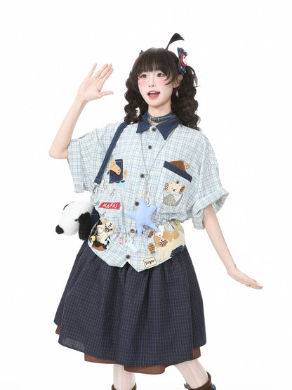 Languid Park - Puppy Plaid Polo Shirt shirt Languid Park