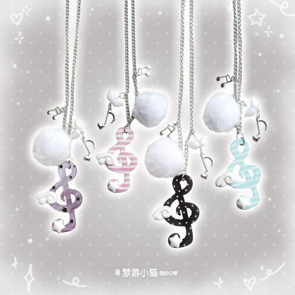 Vintage Polka Dot Music Note Necklace necklace Sleepwalking Cat