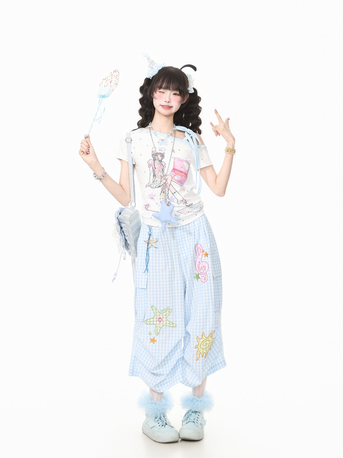 Languid Park - Star Embroidered Wide-Leg Pants pants Languid Park