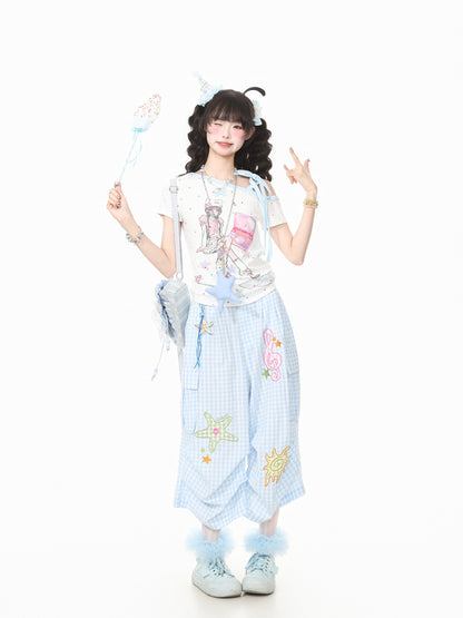 Languid Park - Star Embroidered Wide-Leg Pants pants Languid Park