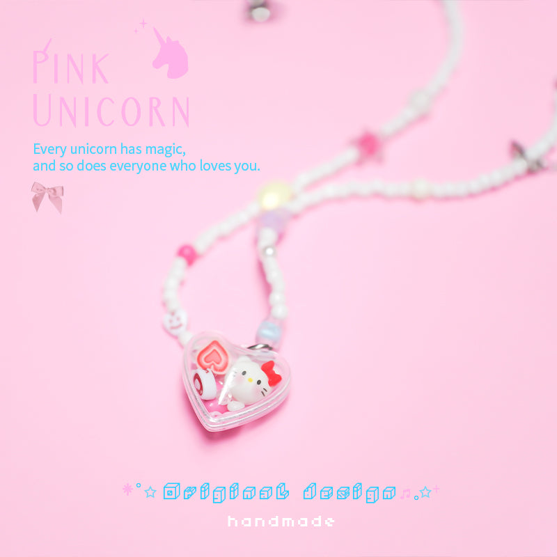 Pink Unicorn - Cute Kitty Y2K Pendant Necklace necklace pink unicorn
