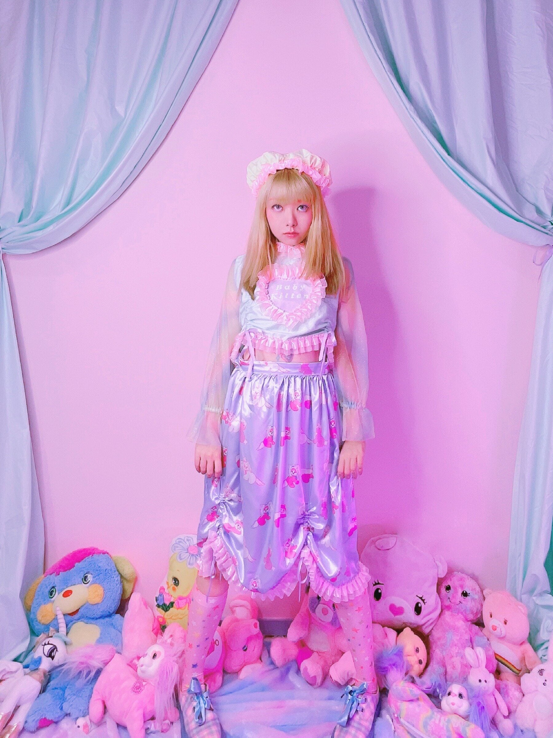 Plastic Candy - Blue Doll Satin Skirt skirt Plastic Candy