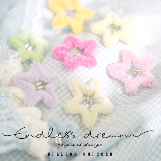 Pink Unicorn Star Hair Clip | Decora Dopamine Girl Y2K Fluffy Side Clip hair clip pink unicorn Choose 2 colors - please specify