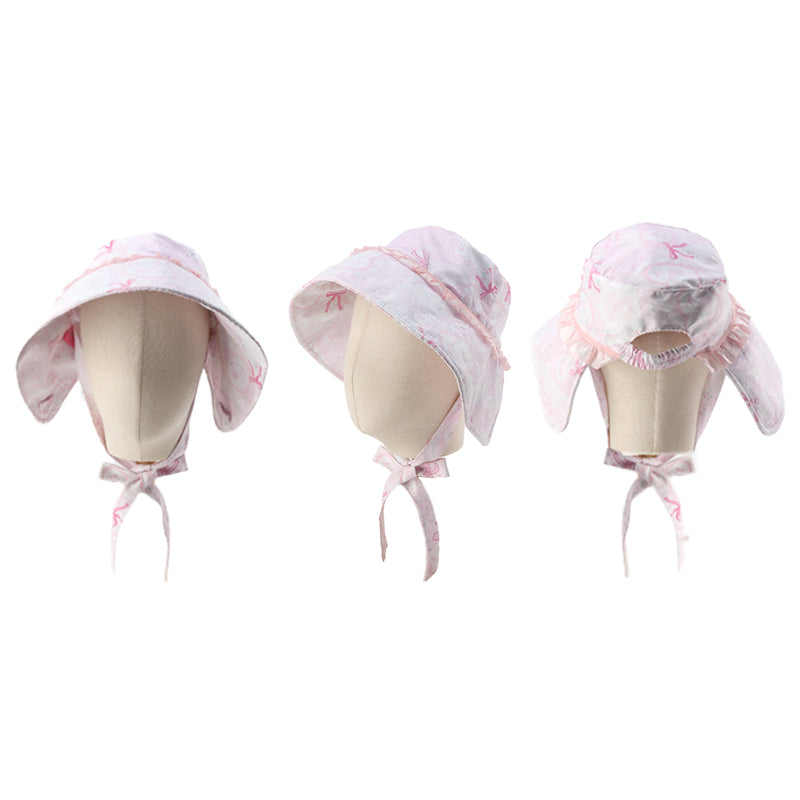 shishihshop Decora Kei Pink Sun Hat | Sweet Girl Lace Ribbon Wide-Brim UV Cap hat shishihshop