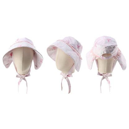 shishihshop Decora Kei Pink Sun Hat | Sweet Girl Lace Ribbon Wide-Brim UV Cap hat shishihshop