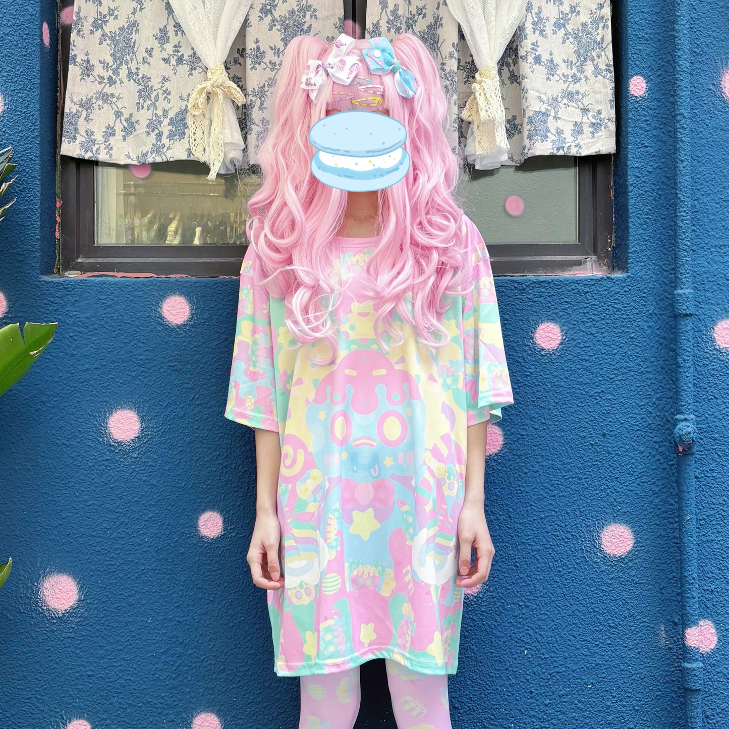 Rainbow Universe RUX - Pastel Macaron Decora Kei T-Shirt & Tights Set set Rainbow Universe RUX T-shirt