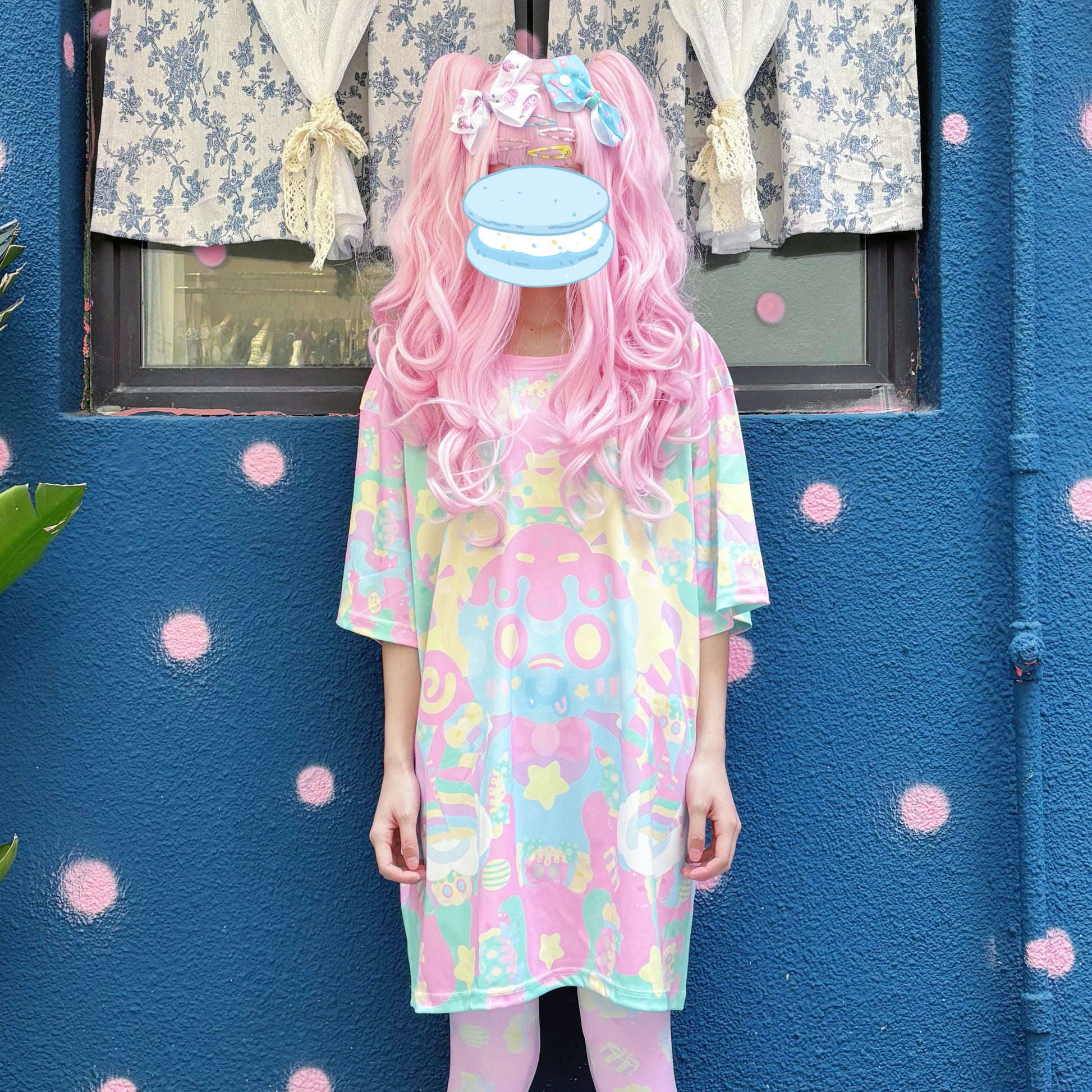 Rainbow Universe RUX - Pastel Macaron Decora Kei T-Shirt & Tights Set set Rainbow Universe RUX T-shirt