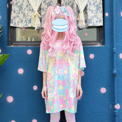 Rainbow Universe RUX - Pastel Macaron Decora Kei T-Shirt & Tights Set set Rainbow Universe RUX T-shirt