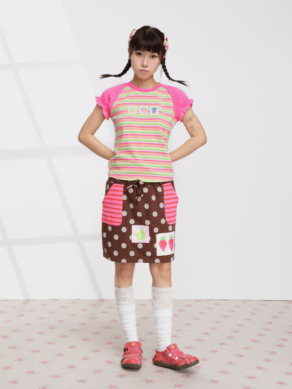 FRUITS - Strawberry Polka Layered Skirt skirt Fruits