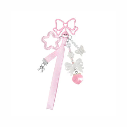 Sweet Pink Bow Peach Bag Charm keychain really cute