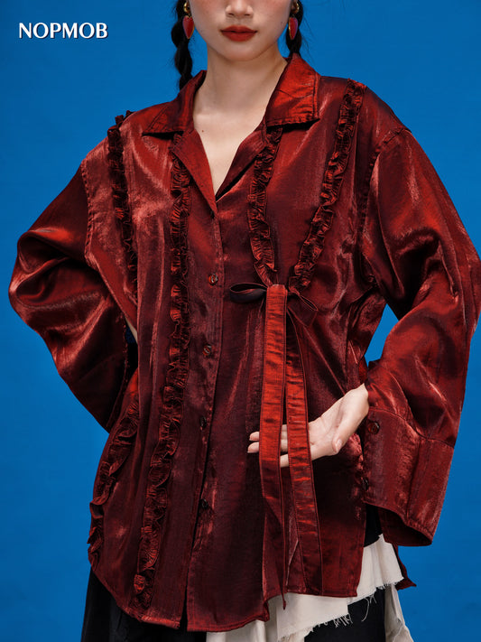 NOPMOB - Gothic Iridescent Draped Shirt blouse NOPMOB