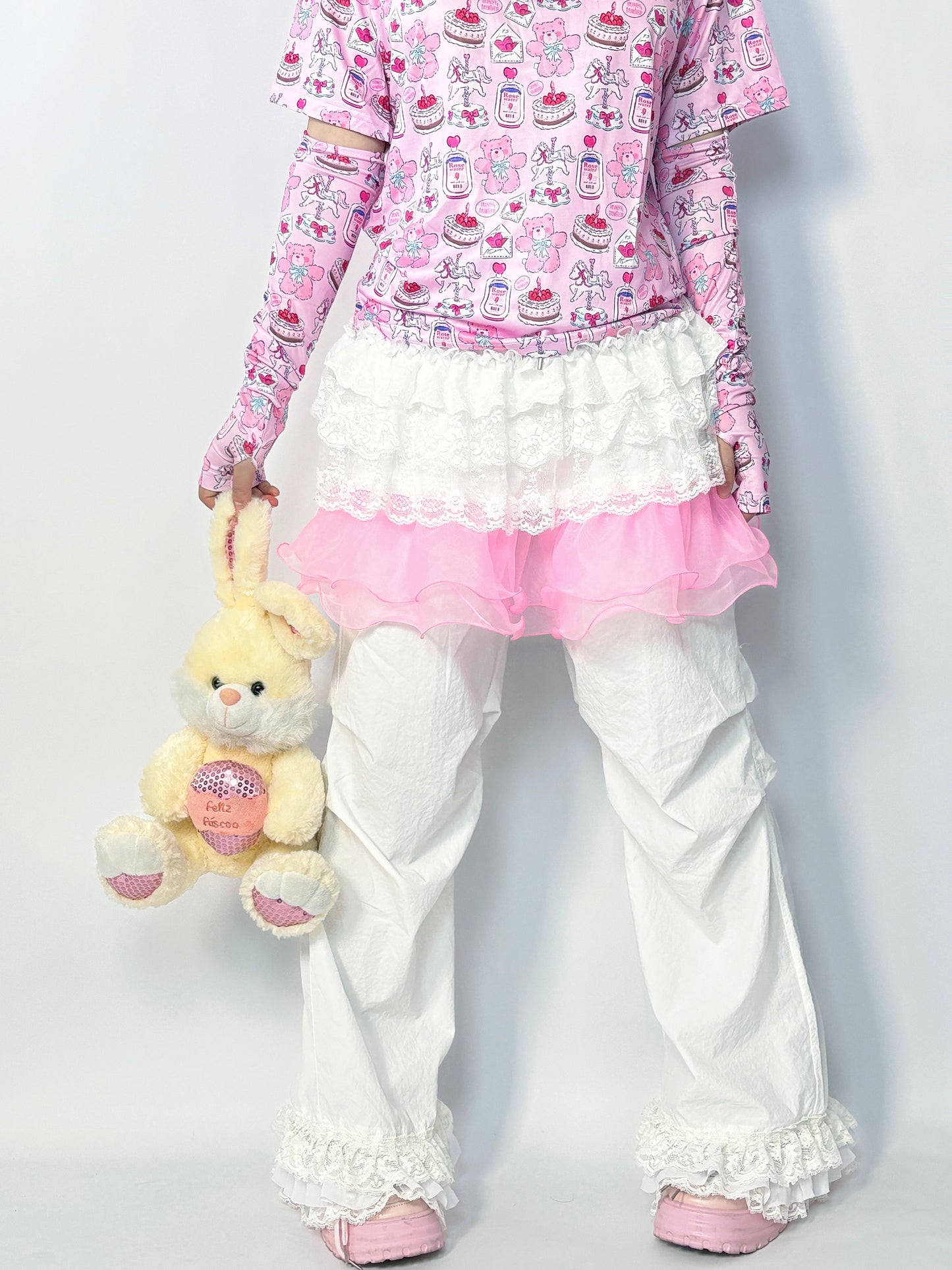 LEERROO Lace Wide-Leg Pants | Harajuku Cute Casual Trousers pants Leerroo