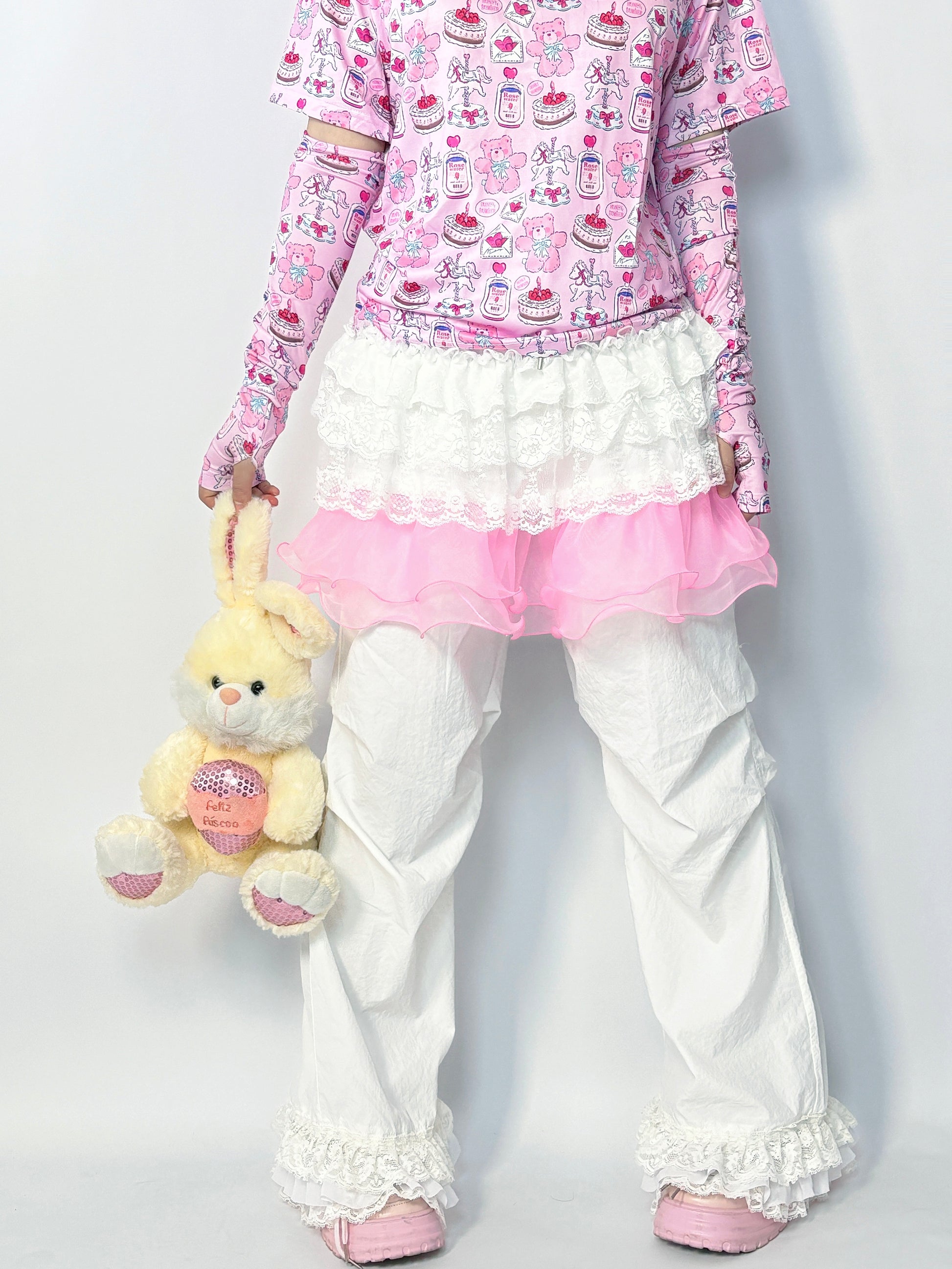 LEERROO Lace Wide-Leg Pants | Harajuku Cute Casual Trousers pants Leerroo