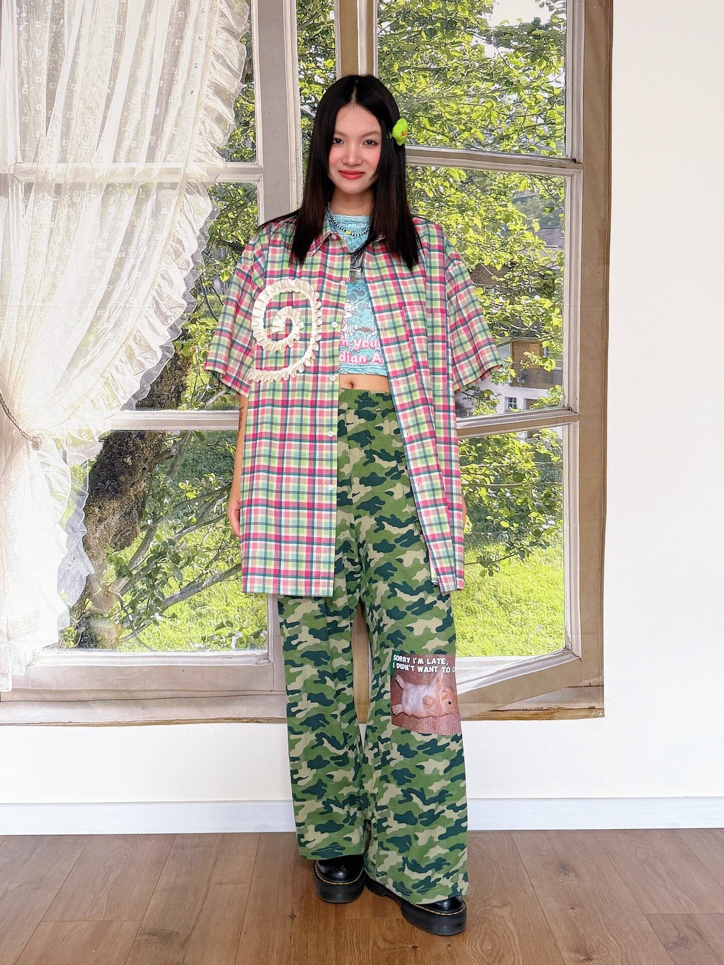 bunnybunnygun - Oversized Plaid Shirt shirt bunnybunnygun